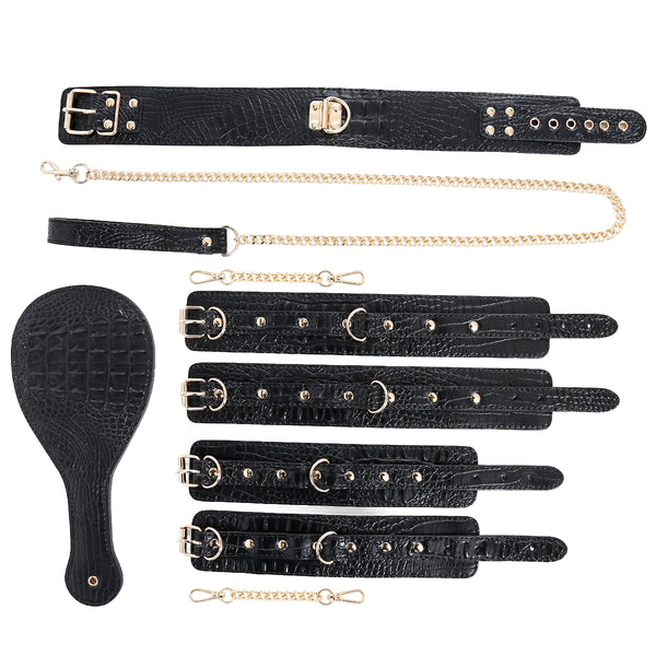 4-Piece PU Leather BDSM Bondage Restraint Set